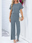 Ribbed Short Sleeve Wide Leg Jumpsuit nicholesgifts