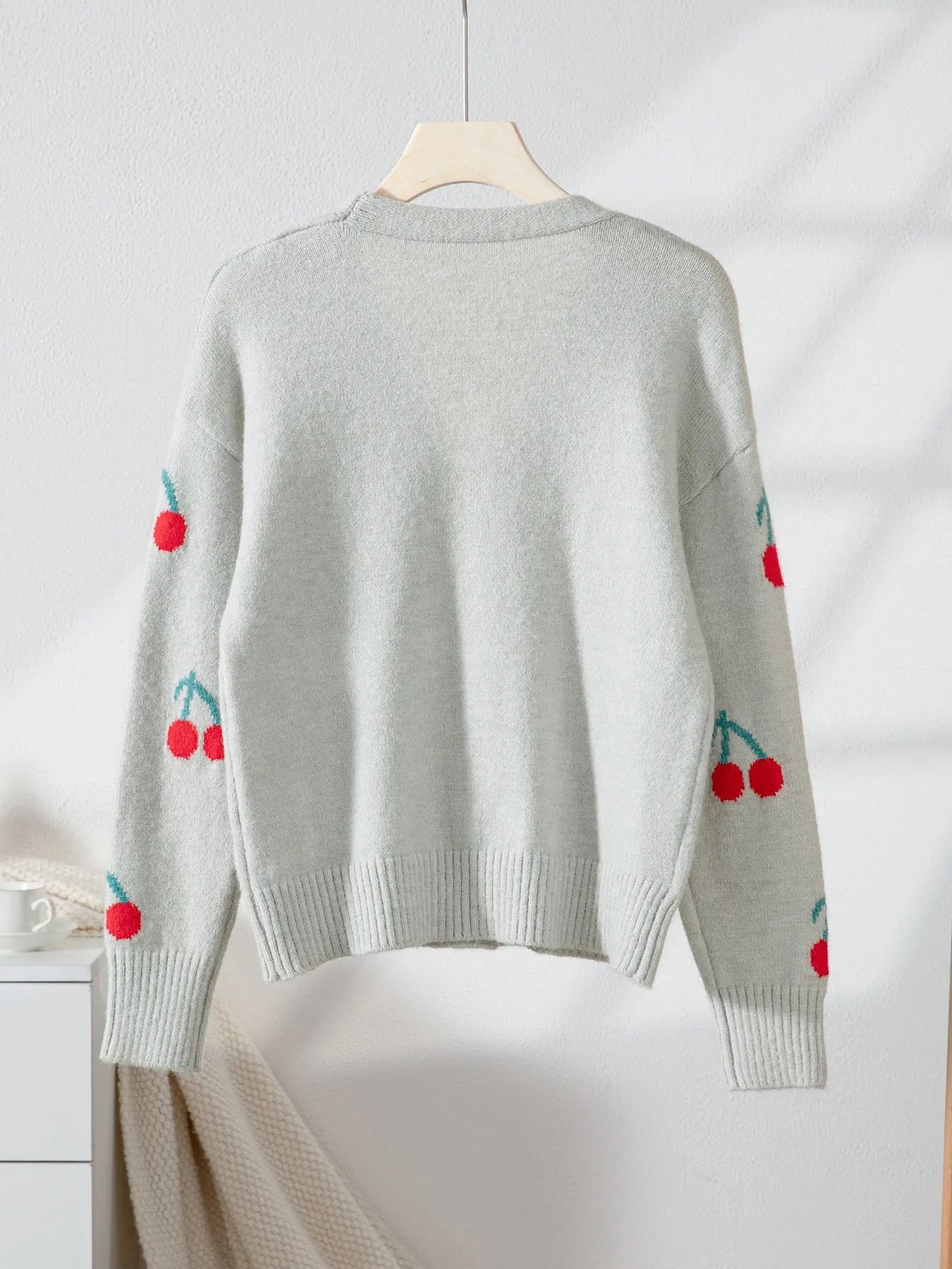 Cherry Button-Up Knit Cardigan