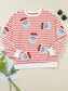 Women Christmas Sequin Santa Striped Round Neck Long Sleeve Sweatshirt nicholesgifts