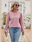 Eyelet Notched Neck Balloon Sleeve Blouse nicholesgifts