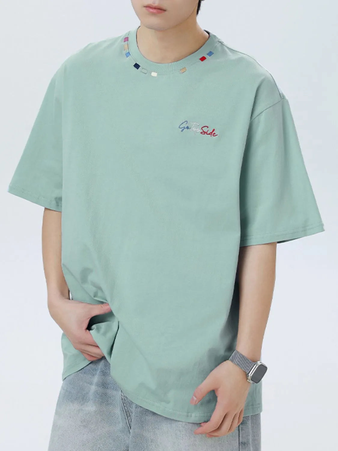 Men's Plus Size Round Neck Half Sleeve T-Shirt Trendsi
