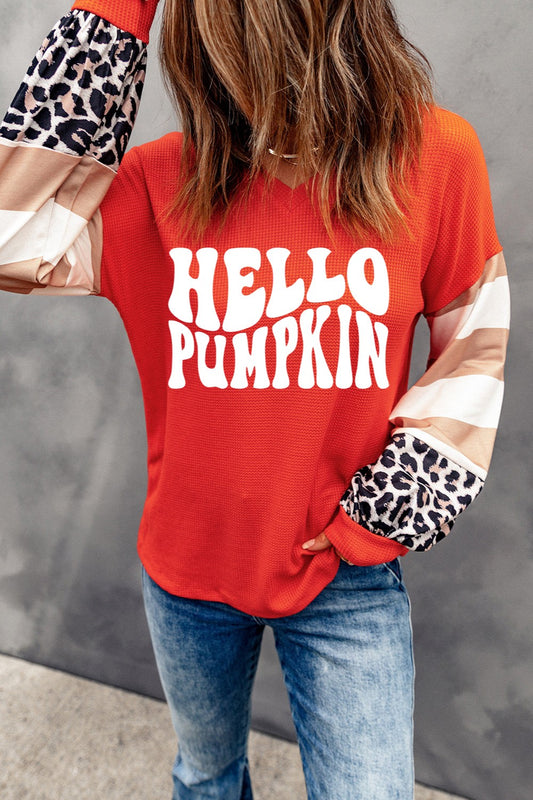 Letter Graphic V-Neck Long Sleeve Top NicholesGifts