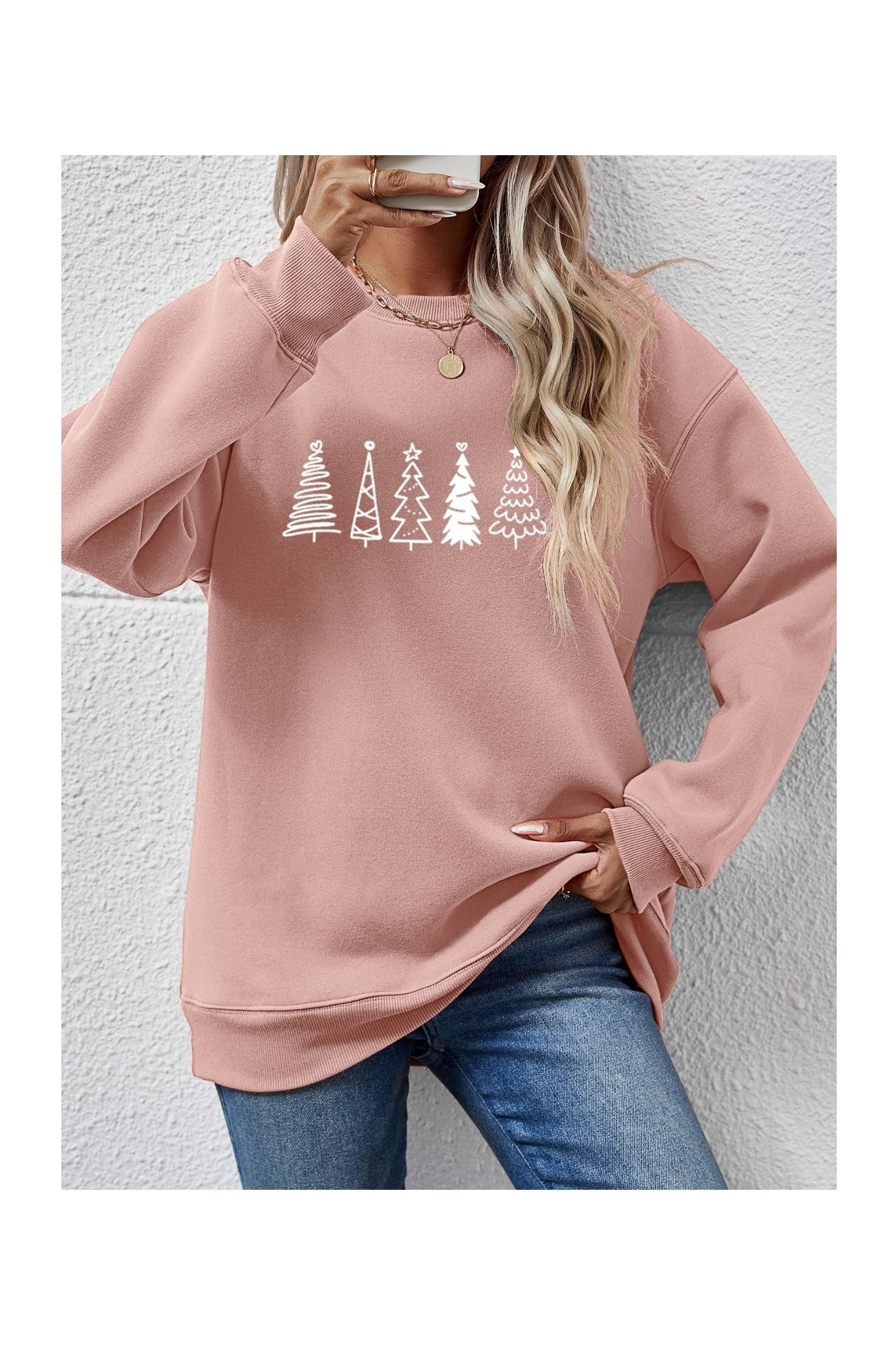 Christmas Tree Graphic Drop Shoulder Sweatshirt nicholesgifts