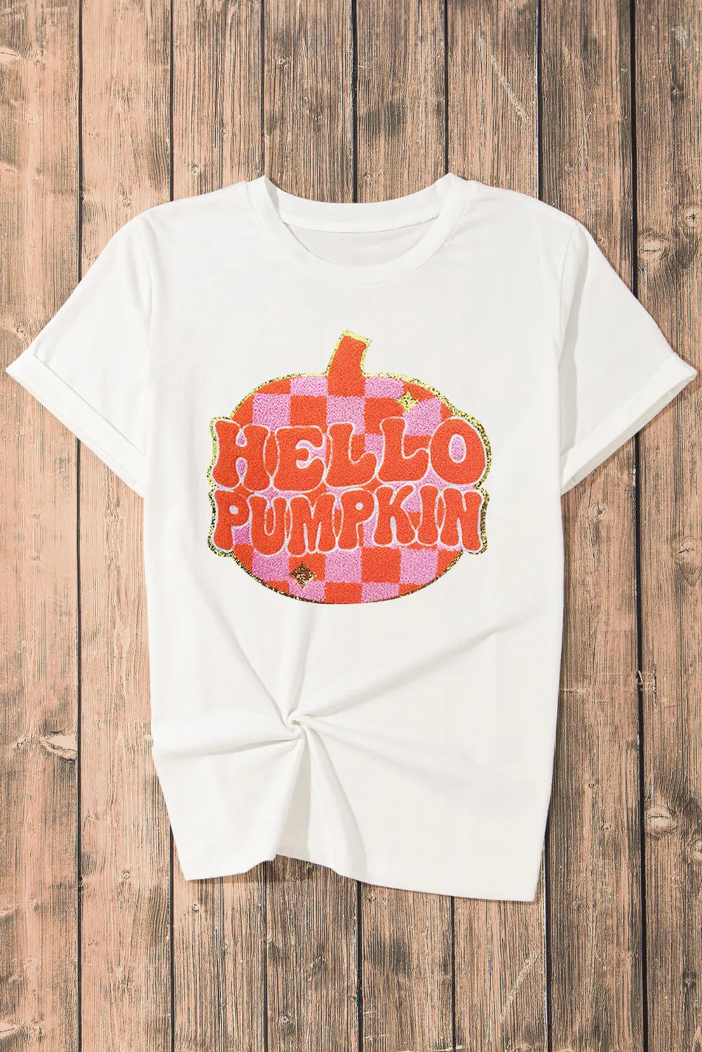 Pumpkin Round Neck Short Sleeve T-Shirt Trendsi