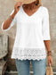 Lace Hem V-Neck Blouse nicholesgifts