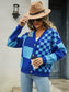 Angel Wings Plaid V-Neck Dropped Shoulder Cardigan nicholesgifts
