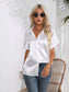 Button Down Collared Neck Short Sleeve Satin Shirt nicholesgifts