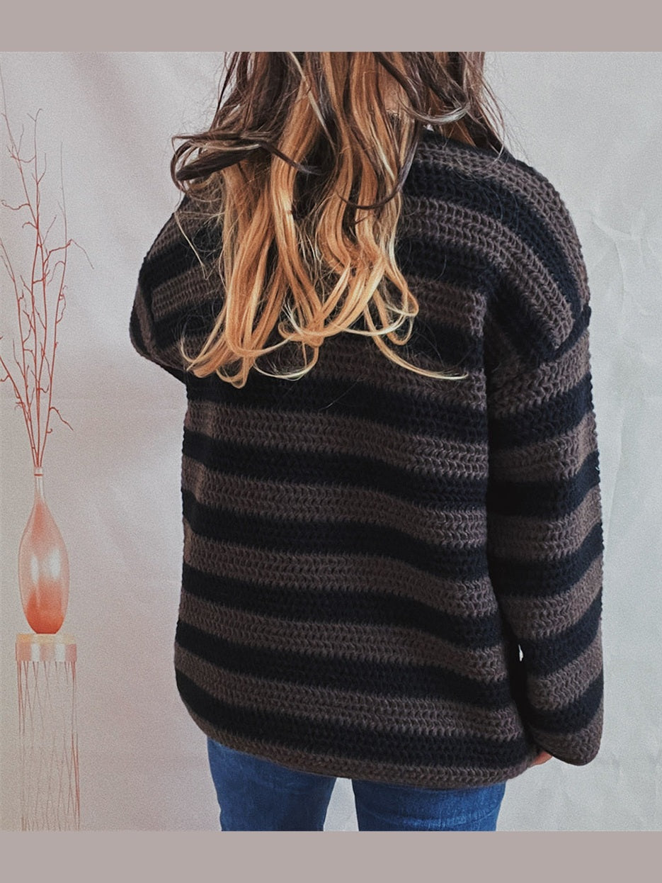 Striped Round Neck Long Sleeve Sweater NicholesGifts