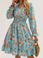 Floral Print Flounce Sleeve Ruffle Hem Dress nicholesgifts