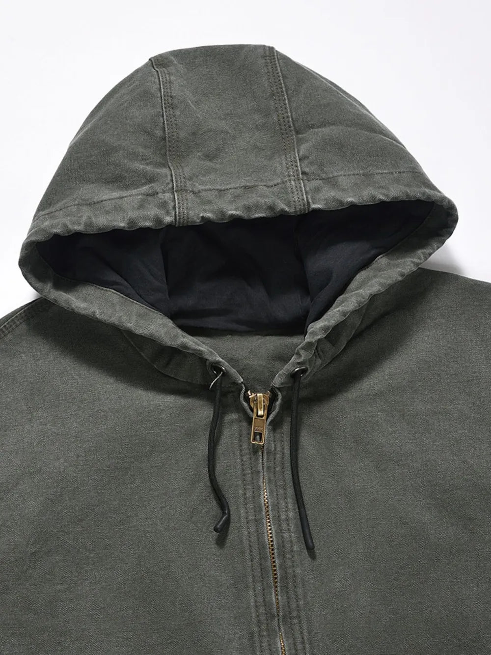 Men's Zip Up Washed Hooded Jacket Trendsi