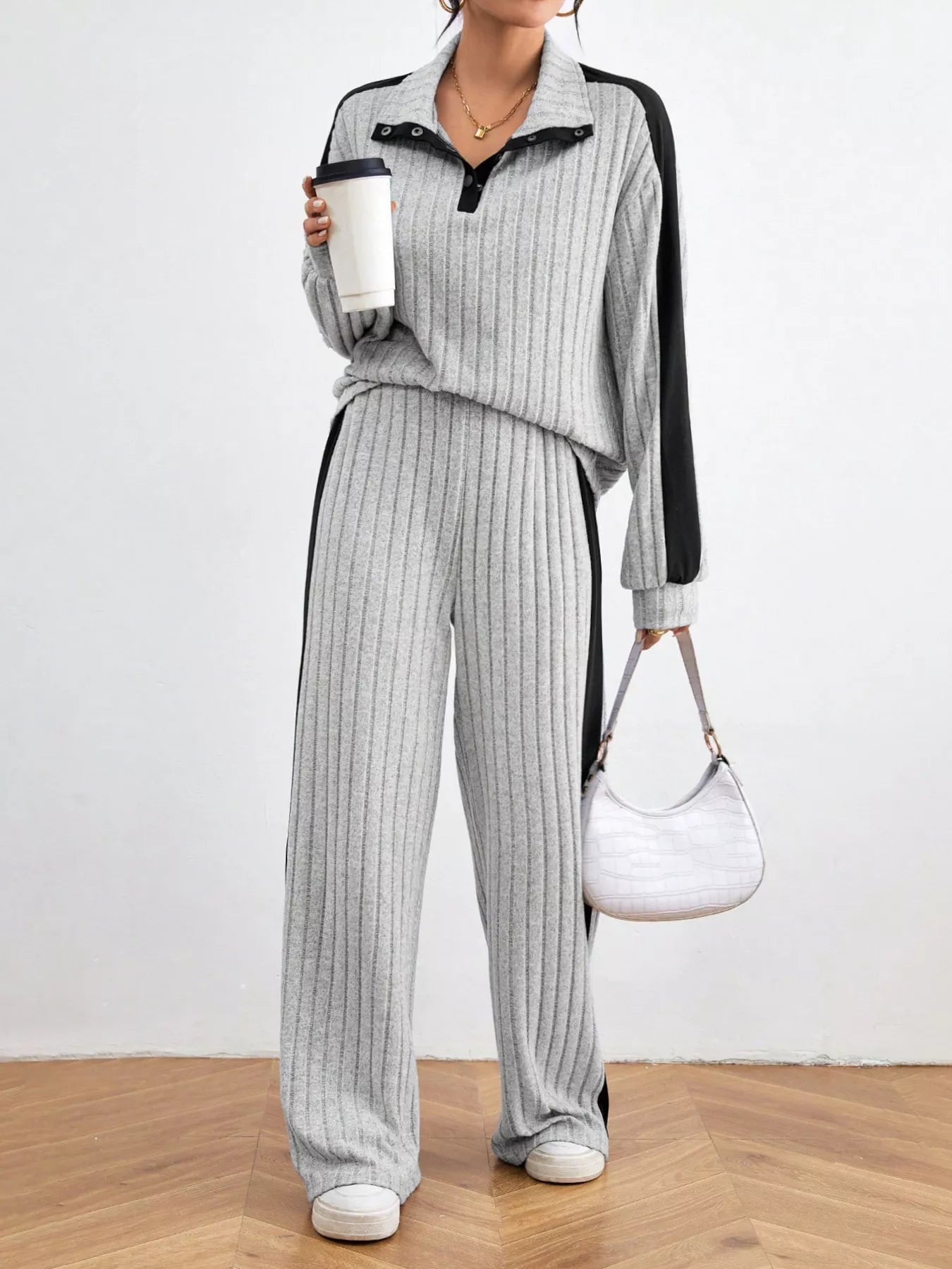 Ribbed Long Sleeve Top and Pants Set NicholesGifts