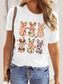 Floral Bunny Graphic Crewneck Short Sleeve T-Shirt nicholesgifts