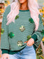 Stripe Lucky Clover Drop Shoulder Sweatshirt nicholesgifts