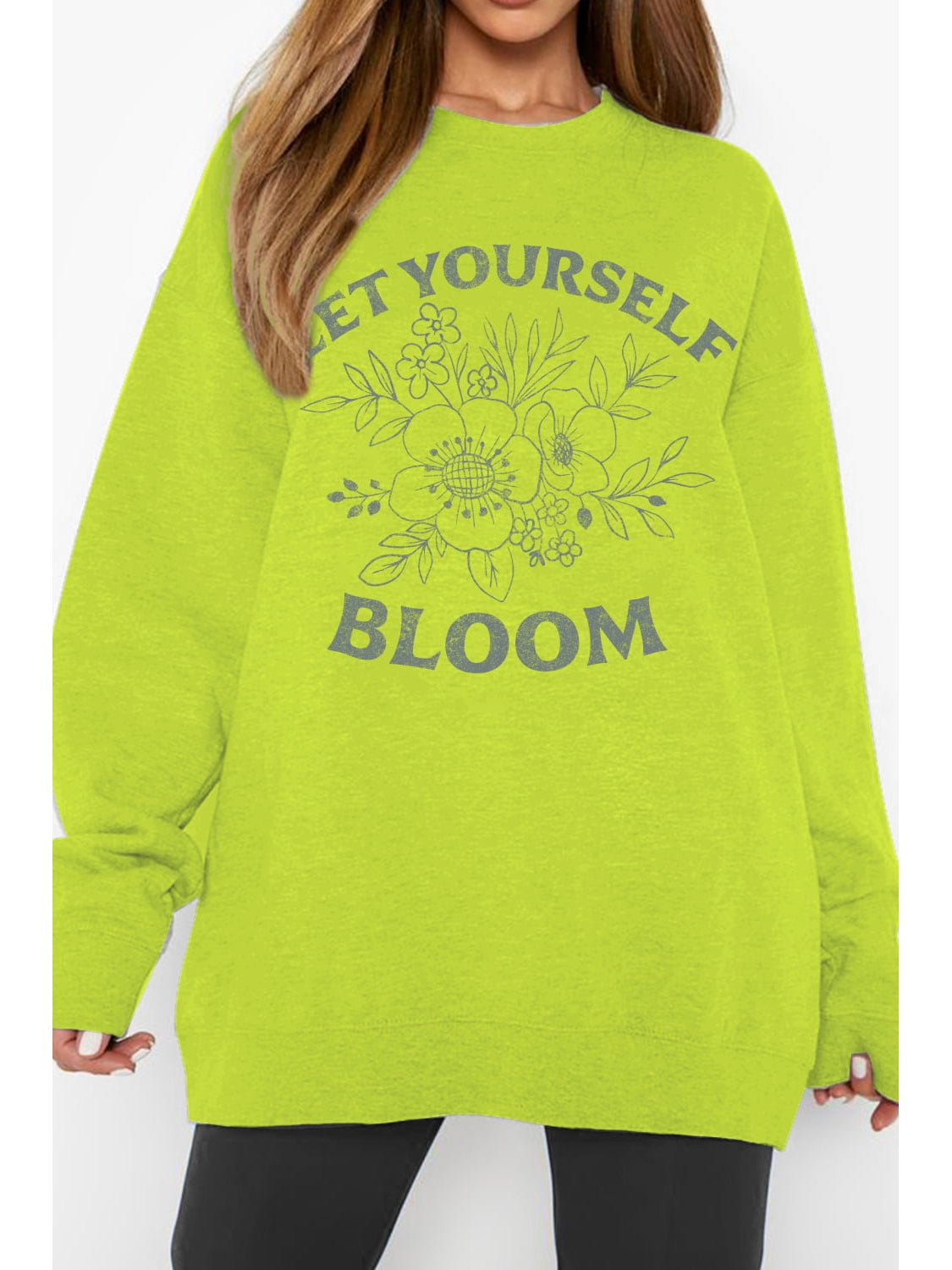 Women Simply Love Full Size Let Yourself Bloom Graphic Sweatshirt nicholesgifts