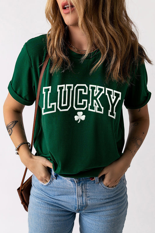 LUCKY Round Neck Short Sleeve T-Shirt NicholesGifts
