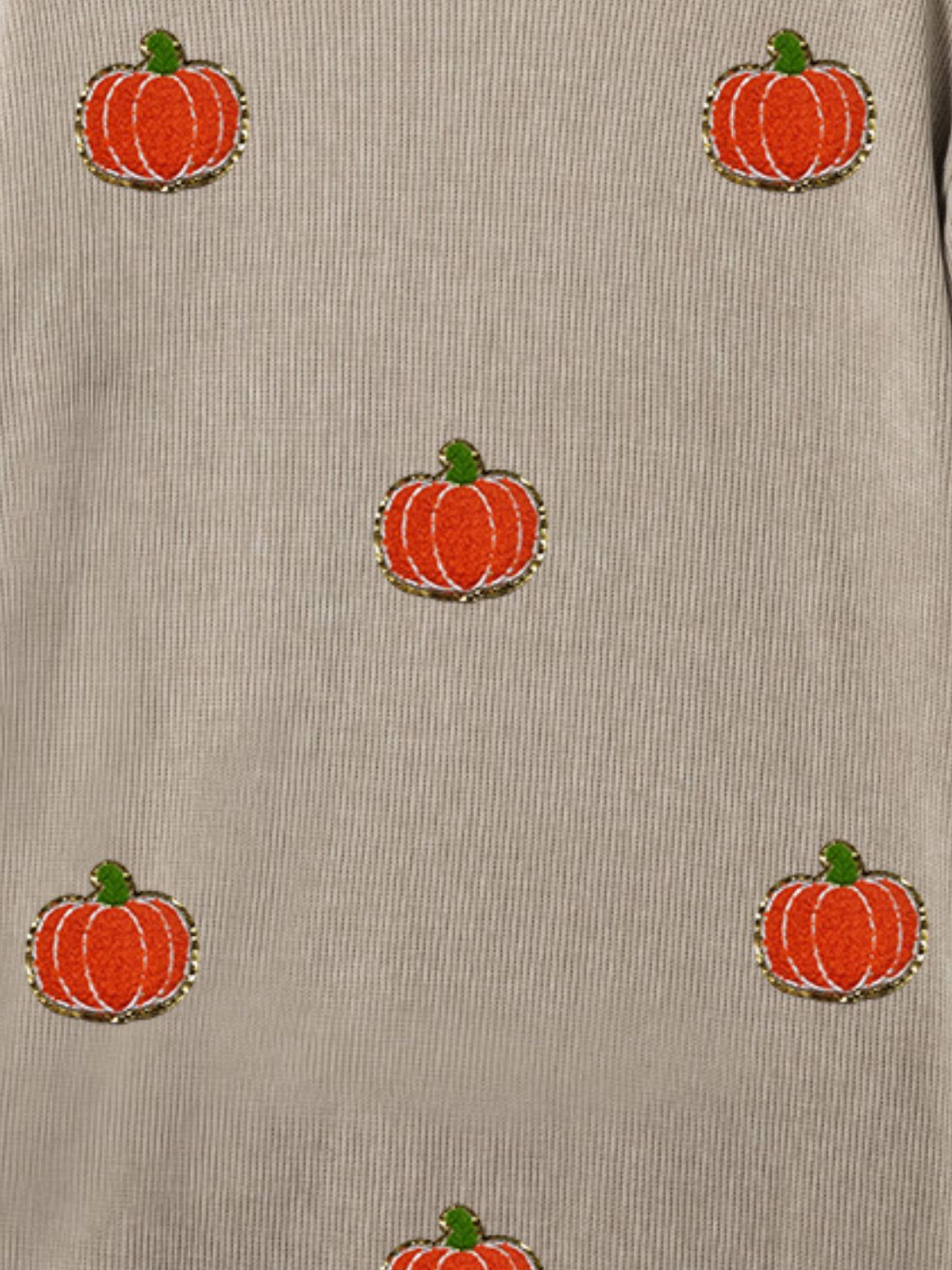 Pumpkin Round Neck Long Sleeve Sweatshirt NicholesGifts