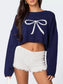 Bow Round Neck Cropped Sweater nicholesgifts