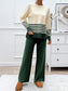 Devine Slit Striped Round Neck Top and Pants Sweater Set nicholesgifts