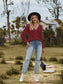 V-Neck Flounce Sleeve Blouse nicholesgifts