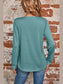 Ruched Square Neck Long Sleeve T-Shirt nicholesgifts