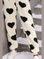 Fuzzy Heart Zip Up Hooded Lounge Jumpsuit nicholesgifts