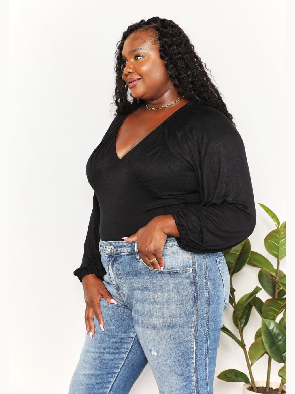 Culture Code Full Size V- Neck Bodysuit