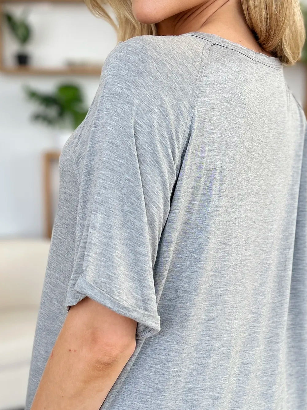 Basic Bae Full Size Bamboo Slit V-Neck Short Sleeve T-Shirt NicholesGifts