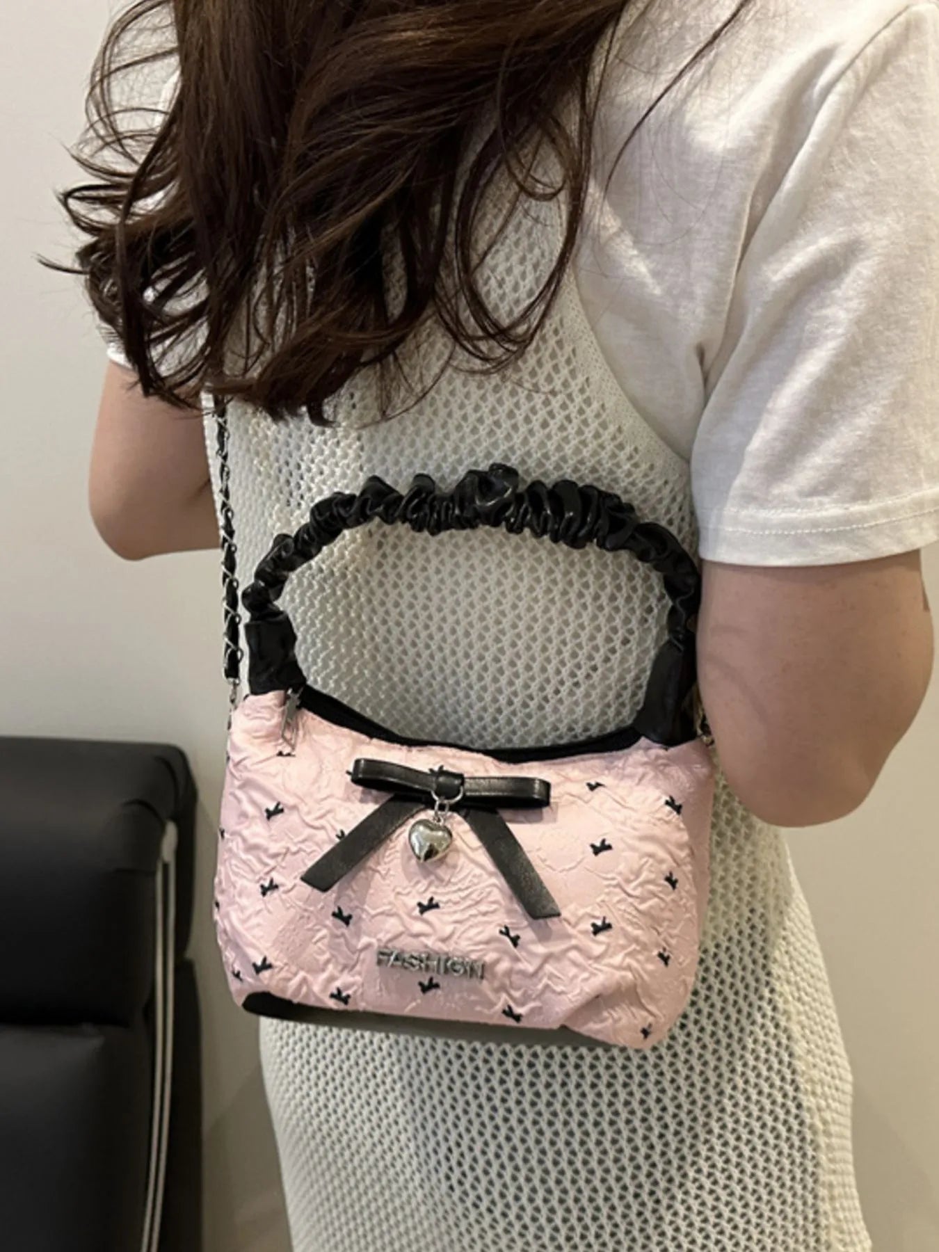 Bow Ruched Strap Crossbody Bag Trendsi