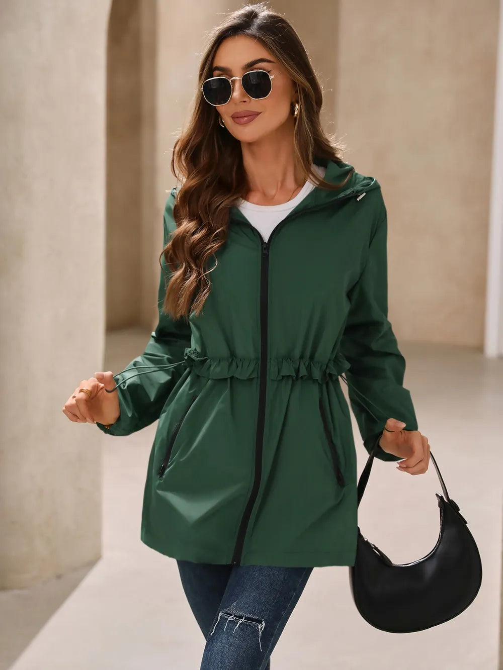 Ivy Lane Outdoor Waterproof Long Sleeve Hooded Windbreaker nicholesgifts
