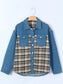 Plaid Pocketed Button Up Denim Jacket nicholesgifts