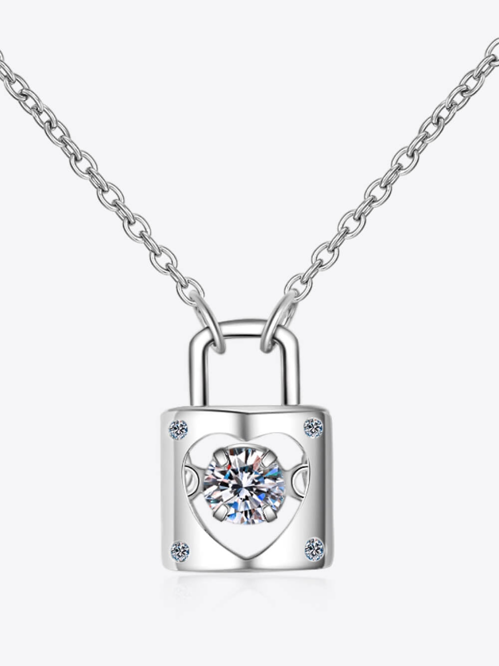 Adored Moissanite Lock Pendant Necklace nicholesgifts