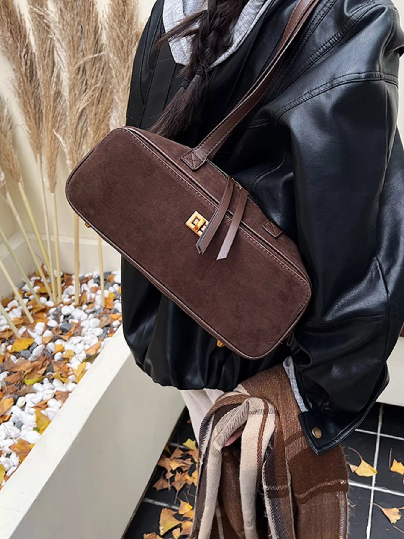 Suede Leather Shoulder Bag nicholesgifts