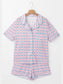 Plaid Collared Neck Short Sleeve Top and Shorts Lounge Set nicholesgifts