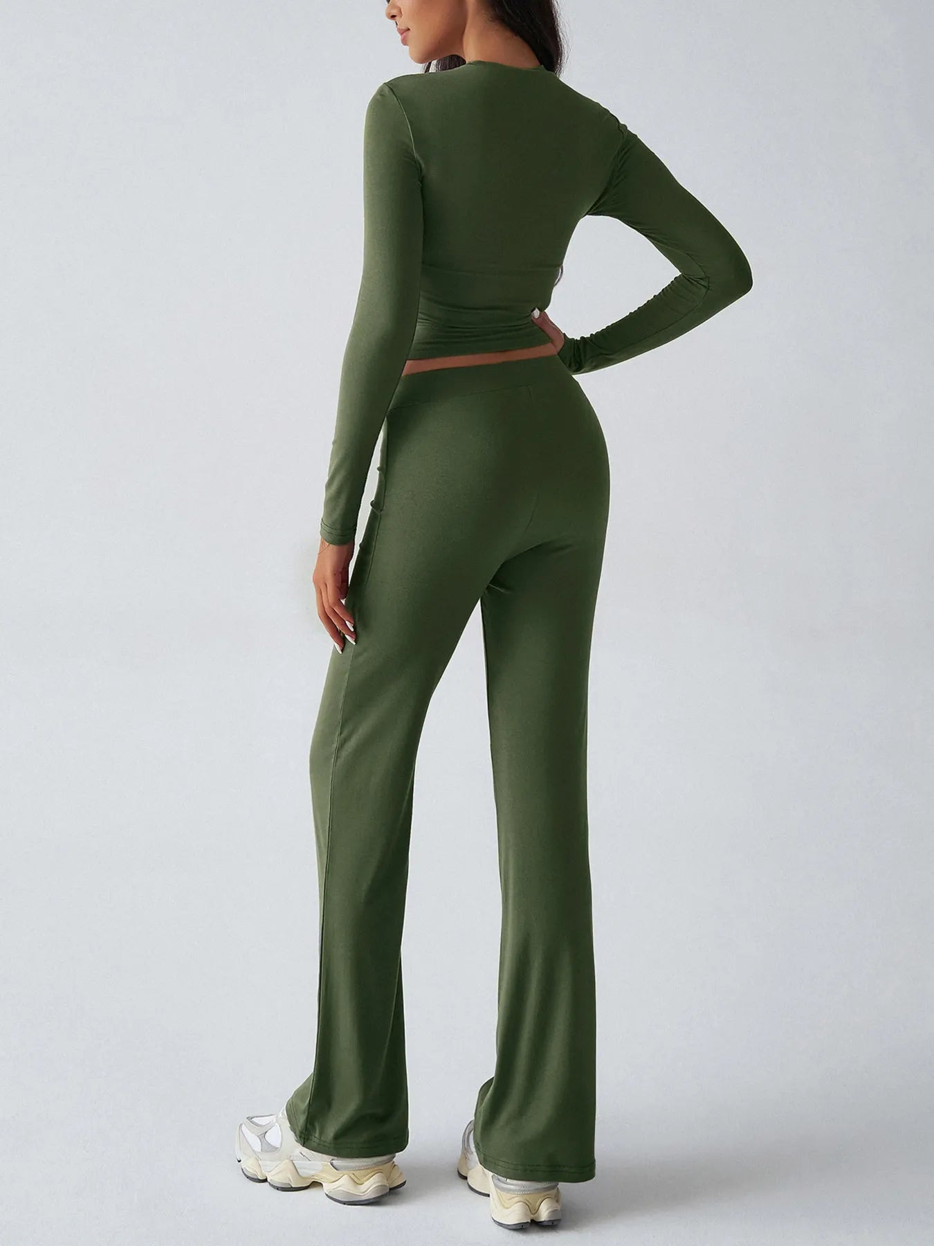 Round Neck Long Sleeve Top and Pants Set nicholesgifts
