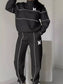 Full Size Striped Quarter Zip Top and Pants Set Plus Size nicholesgifts