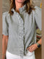 Striped Ruffle Short Bubble Sleeve Shirt nicholesgifts