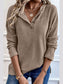 Women Quarter Button Round Neck Dropped Shoulder Knit Top nicholesgifts