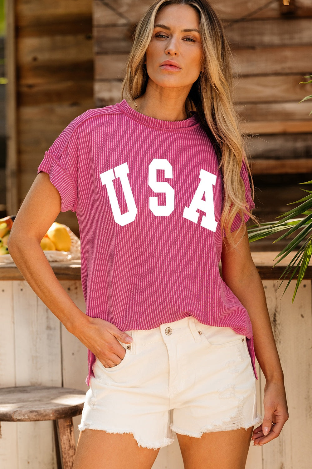 USA Round Neck Short Sleeve T-Shirt nicholesgifts