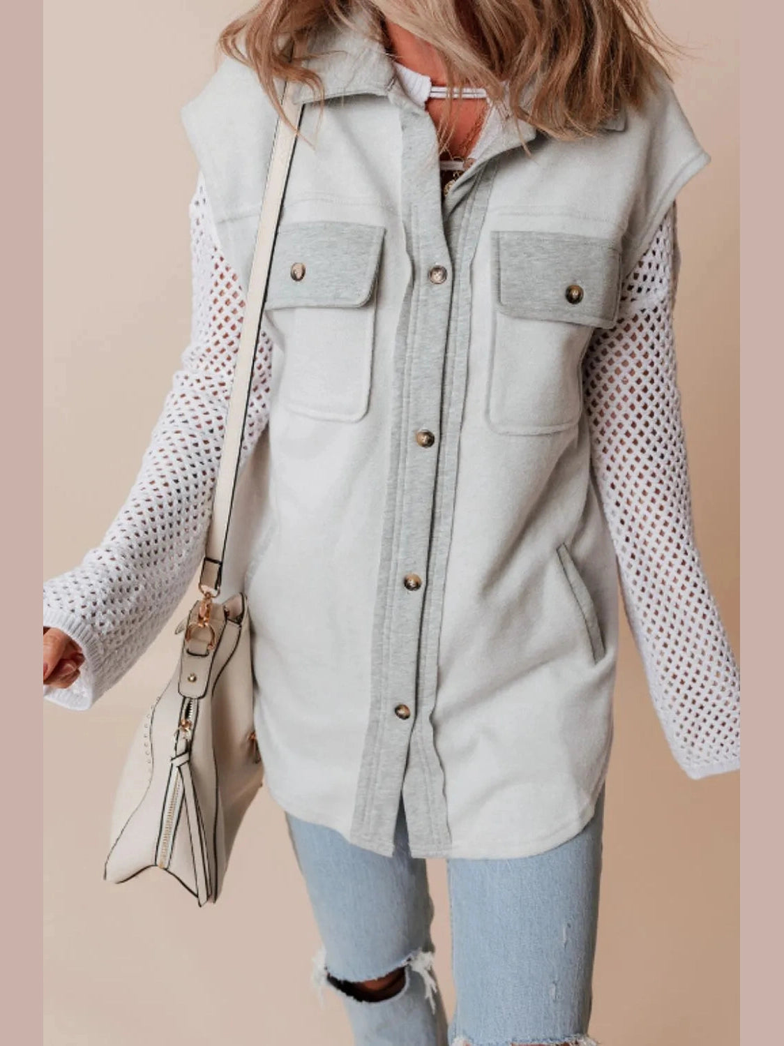 Pocketed Curved Hem Button Up Vest nicholesgifts