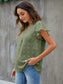Swiss Dot Notched Flutter Sleeve Blouse nicholesgifts