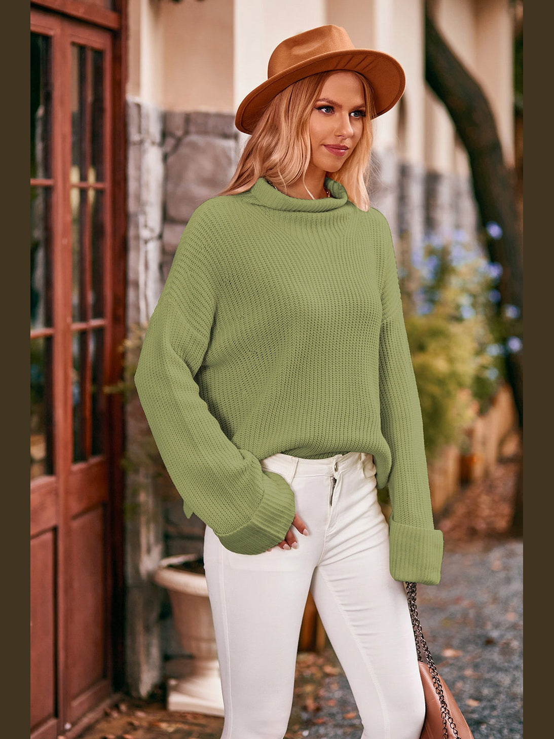 Mock Neck Drop Shoulder Sweater nicholesgifts