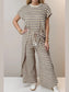 Striped Round Neck Short Sleeve Top and Pants Set nicholesgifts