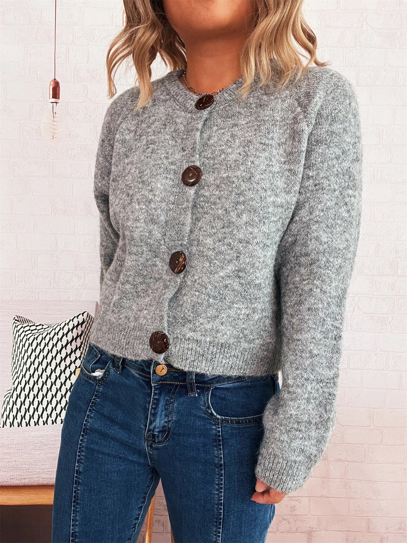 Button-Up Raglan Sleeve Cardigan