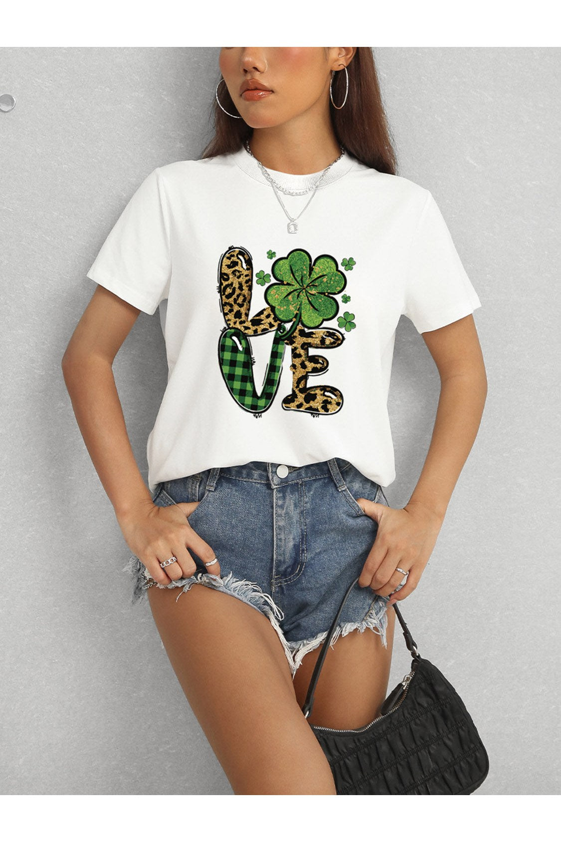 Women LOVE Round Neck Short Sleeve T-Shirt NicholesGifts