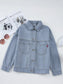 Striped Button Up Long Sleeve Denim Jacket nicholesgifts