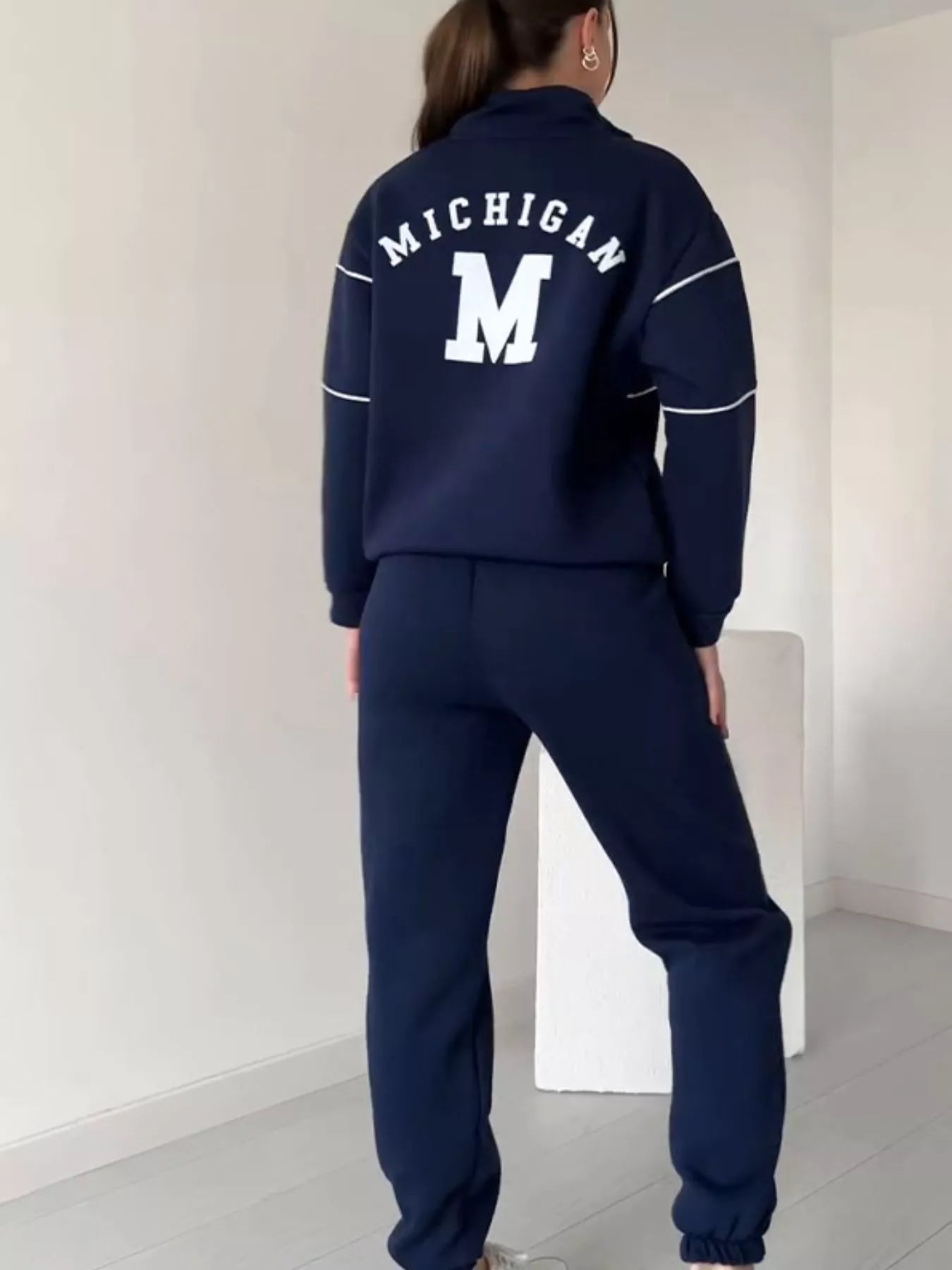 Full Size Striped Quarter Zip Top and Pants Set Plus Size nicholesgifts