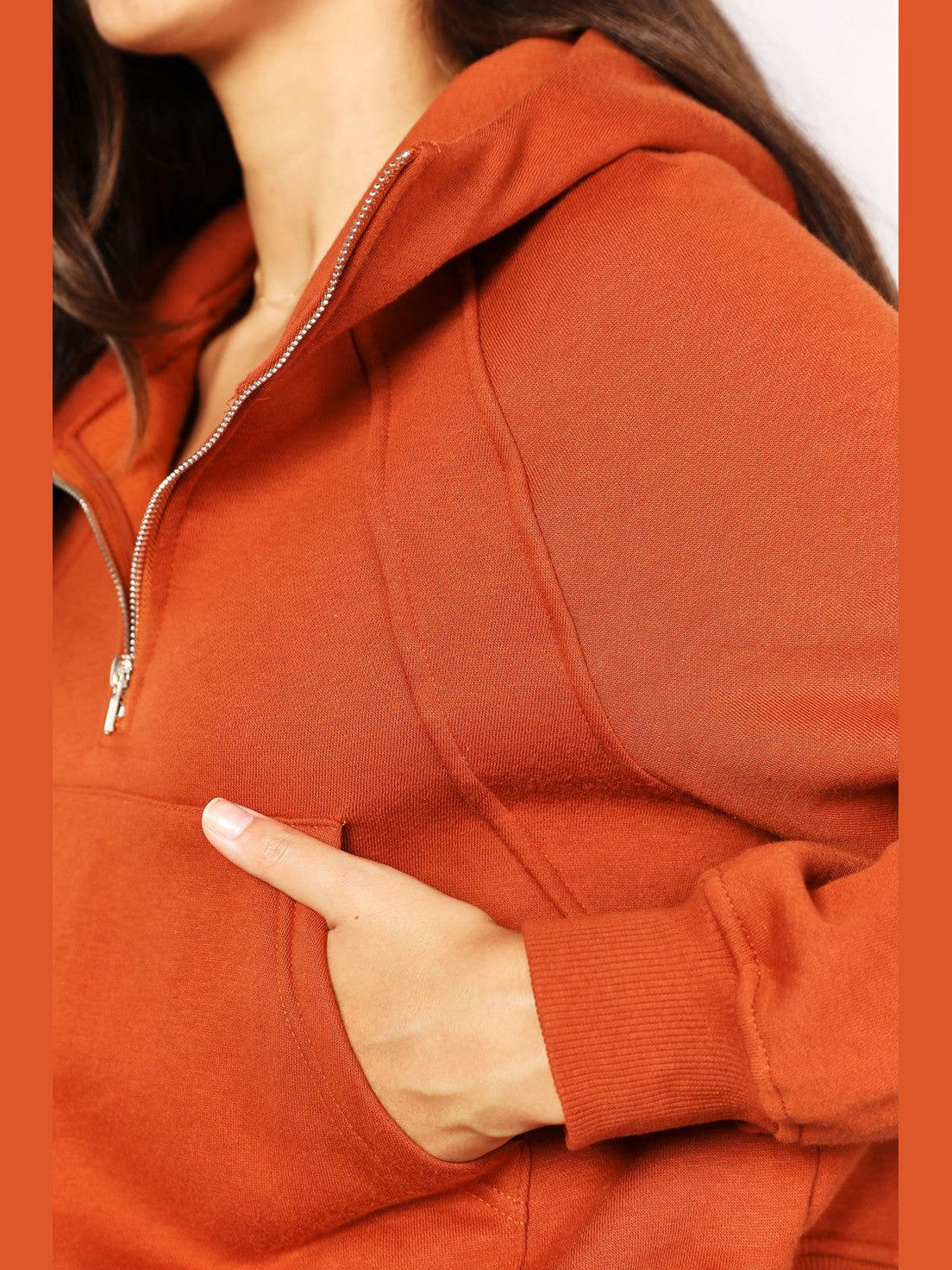 Double Take Half-Zip Long Sleeve Hoodie nicholesgifts