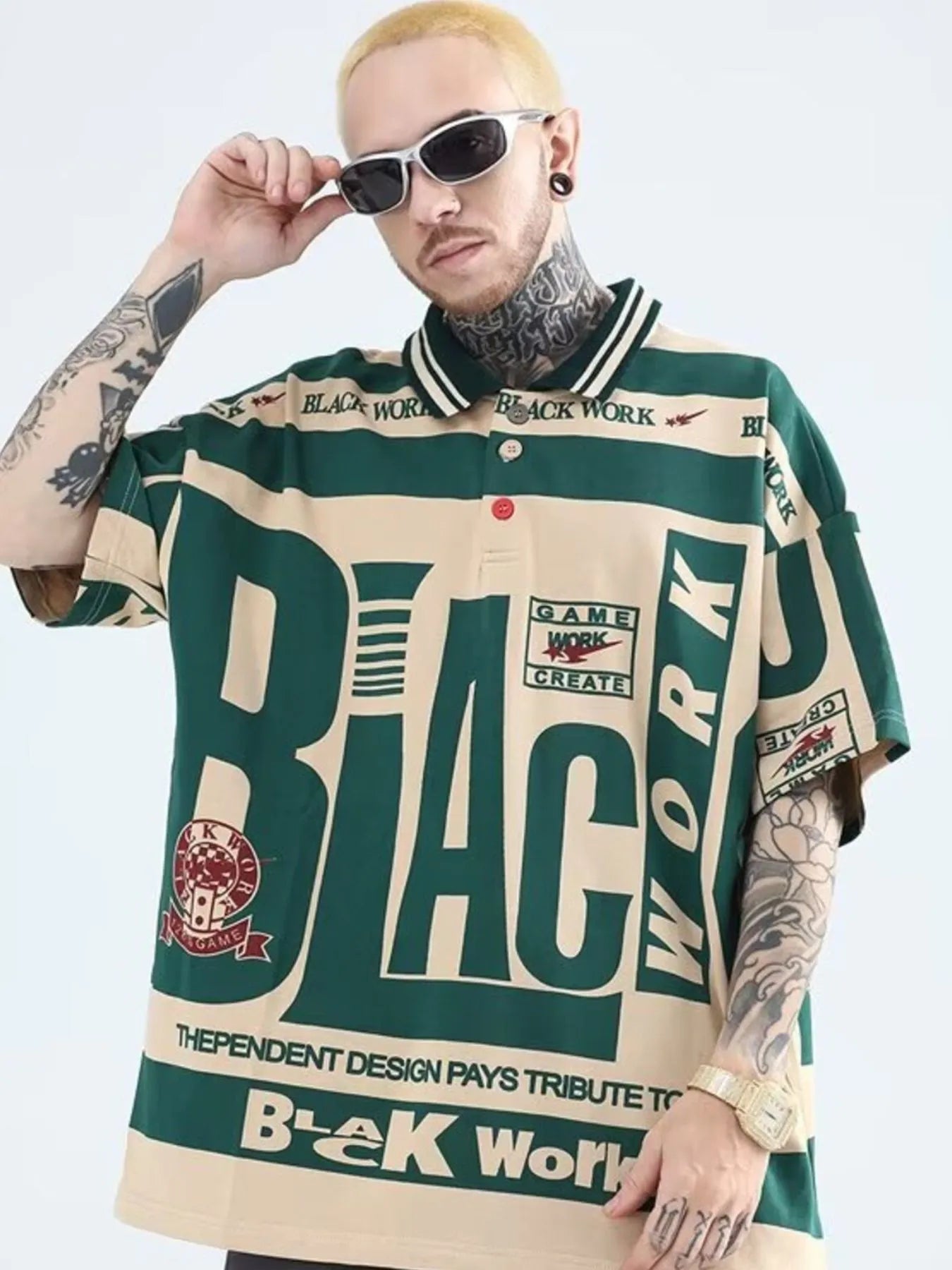 Men's Plus Size Letter Print Half Sleeve Polo Shirt NicholesGifts