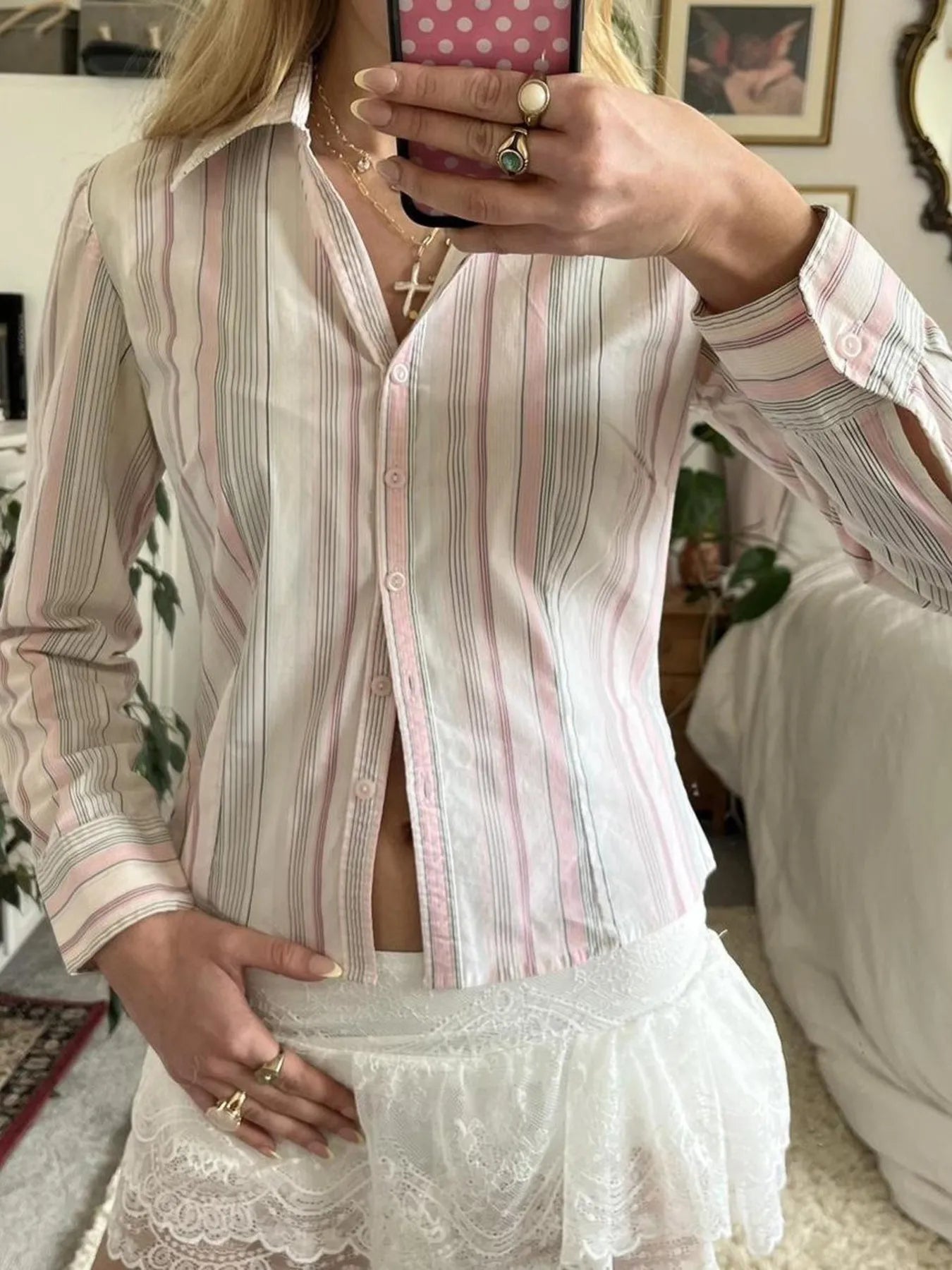Printed Button-Down Long Sleeve Shirt NicholesGifts
