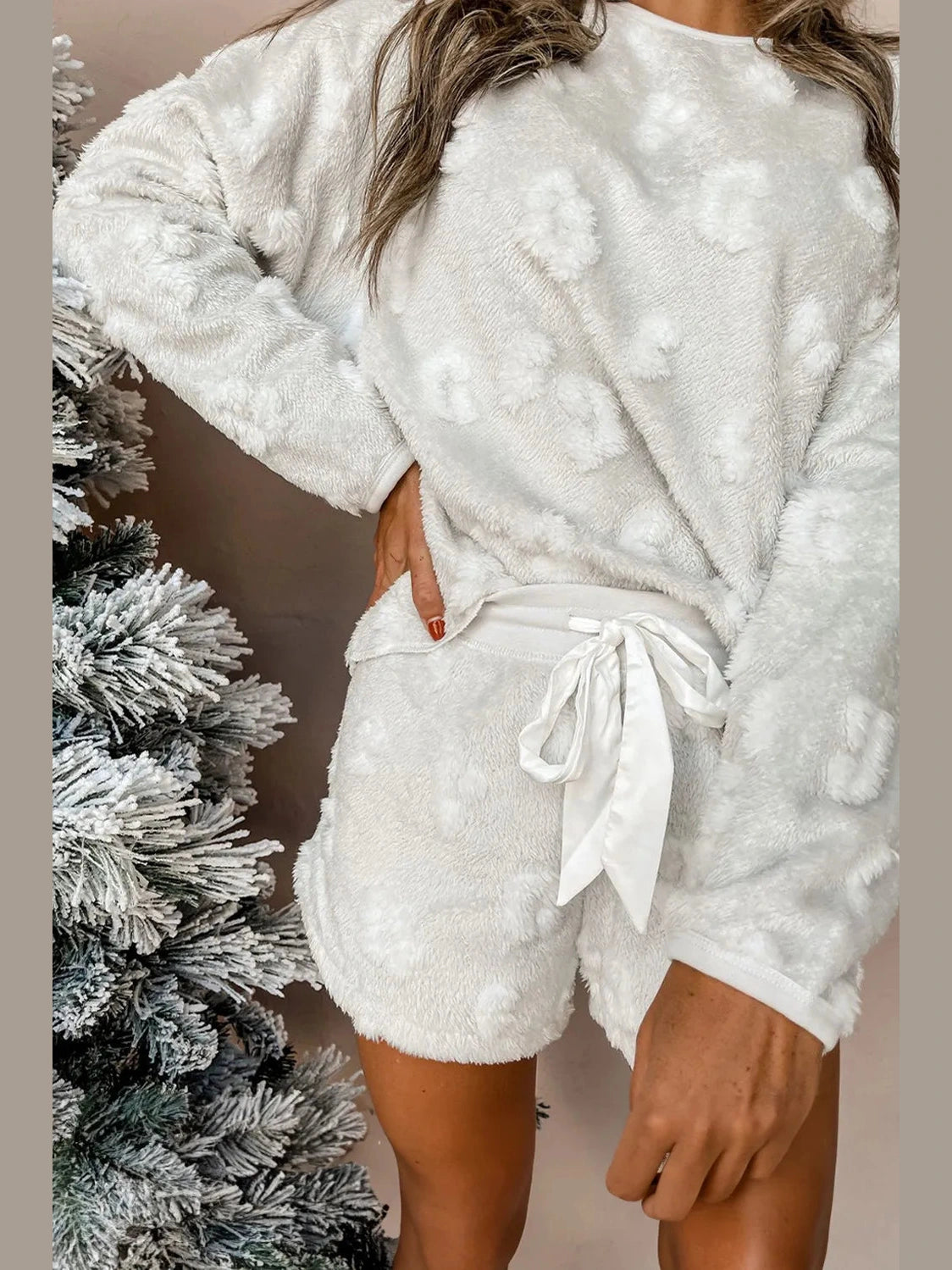 Round Neck Long Sleeve Top and Shorts Lounge Set nicholesgifts